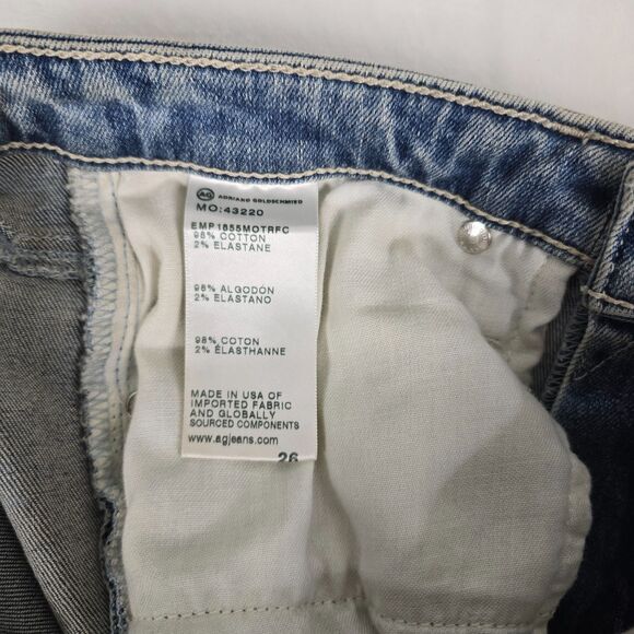AG Prima Ankle Cigarette Jeans Women Blue Faded Distressed Denim Size 26 - Picture 8 of 11